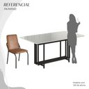 Ver imagem 5 de Conjunto Sala de Jantar Mesa 160x90cm Base Pérola Tampo MDF com Vidro Malibu Preto/Marrom/Off White