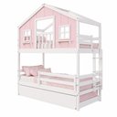 Ver imagem 6 de Treliche Casinha Dos Sonhos com Varanda e Grade Proteção Madeira Maciça Rosa | Branco Housin
