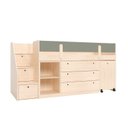 Ver imagem 2 de Cama Elevada com Escrivaninha, Armário e Cômoda MDF Artsy Casatema MadeiraOriginals Natural/Verde