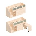 Ver imagem 3 de Cama Elevada com Escrivaninha, Armário e Cômoda MDF Artsy Casatema MadeiraOriginals Natural/Verde