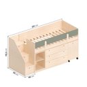 Ver imagem 4 de Cama Elevada com Escrivaninha, Armário e Cômoda MDF Artsy Casatema MadeiraOriginals Natural/Verde
