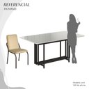 Ver imagem 5 de Conjunto Sala de Jantar Mesa 160x90cm Base Pérola Tampo MDF com Vidro Malibu Preto/Creme/Off White