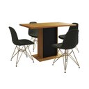 Ver imagem 6 de Mesa Jantar Londres Tampo Canela 120cm Base Preta 4 Cadeiras Base Dourado Estofado Verde