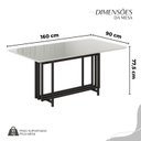 Ver imagem 3 de Conjunto Sala de Jantar Mesa 160x90cm Base Pérola Tampo MDF com Vidro Malibu Preto/Grafite/Off White
