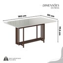 Ver imagem 3 de Conjunto Sala de Jantar Mesa 160x90cm Base Pérola Tampo MDF Laca com Vidro Malibu Marrom/Preto/Off White