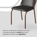 Ver imagem 6 de Conjunto Sala de Jantar Mesa 160x90cm Base Pérola Tampo MDF Laca com Vidro Malibu Marrom/Preto/Off White