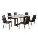 Ver imagem 2 de Conjunto Sala de Jantar Mesa 160x90cm Base Pérola Tampo MDF Laca com Vidro Malibu Marrom/Preto/Off White