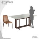 Ver imagem 5 de Conjunto Sala de Jantar Mesa 160x90cm Base Pérola Tampo MDF Laca com Vidro Malibu Marrom/Off White