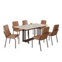 Ver imagem 2 de Conjunto Sala de Jantar Mesa 160x90cm Base Pérola Tampo MDF Laca com Vidro Malibu Marrom/Off White