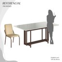 Ver imagem 5 de Conjunto Sala de Jantar Mesa 160x90cm Base Pérola Tampo MDF Laca com Vidro Malibu Marrom/Creme/Off White