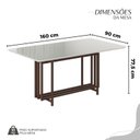 Ver imagem 3 de Conjunto Sala de Jantar Mesa 160x90cm Base Pérola Tampo MDF Laca com Vidro Malibu Marrom/Creme/Off White