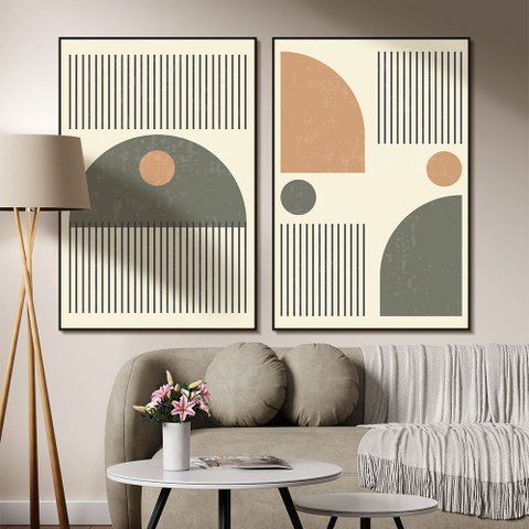 Quadro Decorativo Minimalista Formas Geométricas e Linhas Moldura Filete:moldura Preta/50x75