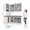 Ver imagem 3 de Lavanderia Modulada 05 Peças 100% MDF com Balcão e Aéreo Canto Reto e Tampo Branco HP/Nature Emily