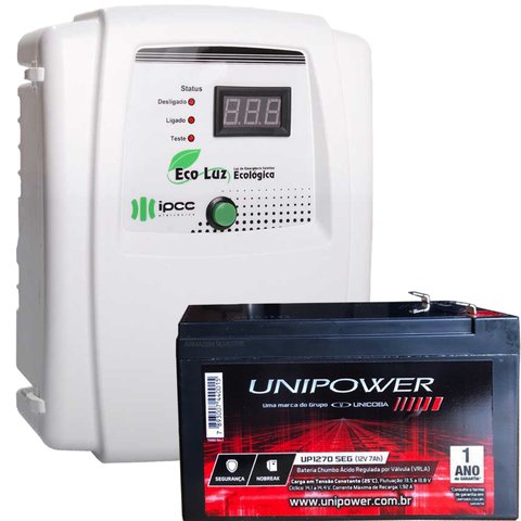 Central Iluminação Emergência Eco Luz 20 + Bateria 12v 7ah