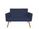 Ver imagem 2 de Namoradeira Decorativa Nina Capitonê Suede Azul Marinho 2 Lugares Pés Madeira Mz Decor
