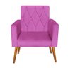 Poltrona Decorativa Thais Capitonê e Puff Aramado Suede Pink - Móveis Mafer - 2