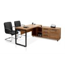 Ver imagem 2 de Conjunto de Mesa Suprema Armário Lado Esquerdo 3 Gavetas 168cm Industrial Noce e Preto Marrom