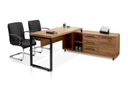 Ver imagem 2 de Conjunto de Mesa Suprema Armário Lado Esquerdo 3 Gavetas 168cm Industrial Noce e Preto Marrom