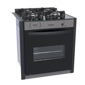 Fogão de Embutir 4 Bocas Venax Gaudi Prisma Vitreo a Gás Grafite Bivolt