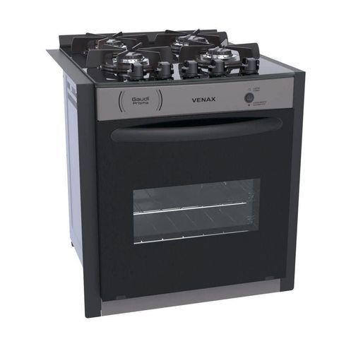 Fogão de Embutir 4 Bocas Venax Gaudi Prisma Vitreo a Gás Grafite Bivolt