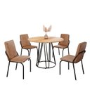 Ver imagem 2 de Conjunto Sala de Jantar Mesa Redonda 100cm Base Omega Tampo MDF Malibu Preto/Marrom