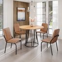 Ver imagem 1 de Conjunto Sala de Jantar Mesa Redonda 100cm Base Omega Tampo Mdf Malibu
