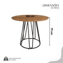 Ver imagem 3 de Conjunto Sala de Jantar Mesa Redonda 100cm Base Omega Tampo MDF Malibu Preto/Marrom