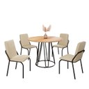 Ver imagem 2 de Conjunto Sala de Jantar Mesa Redonda 100cm Base Omega Tampo MDF Malibu Preto/Creme