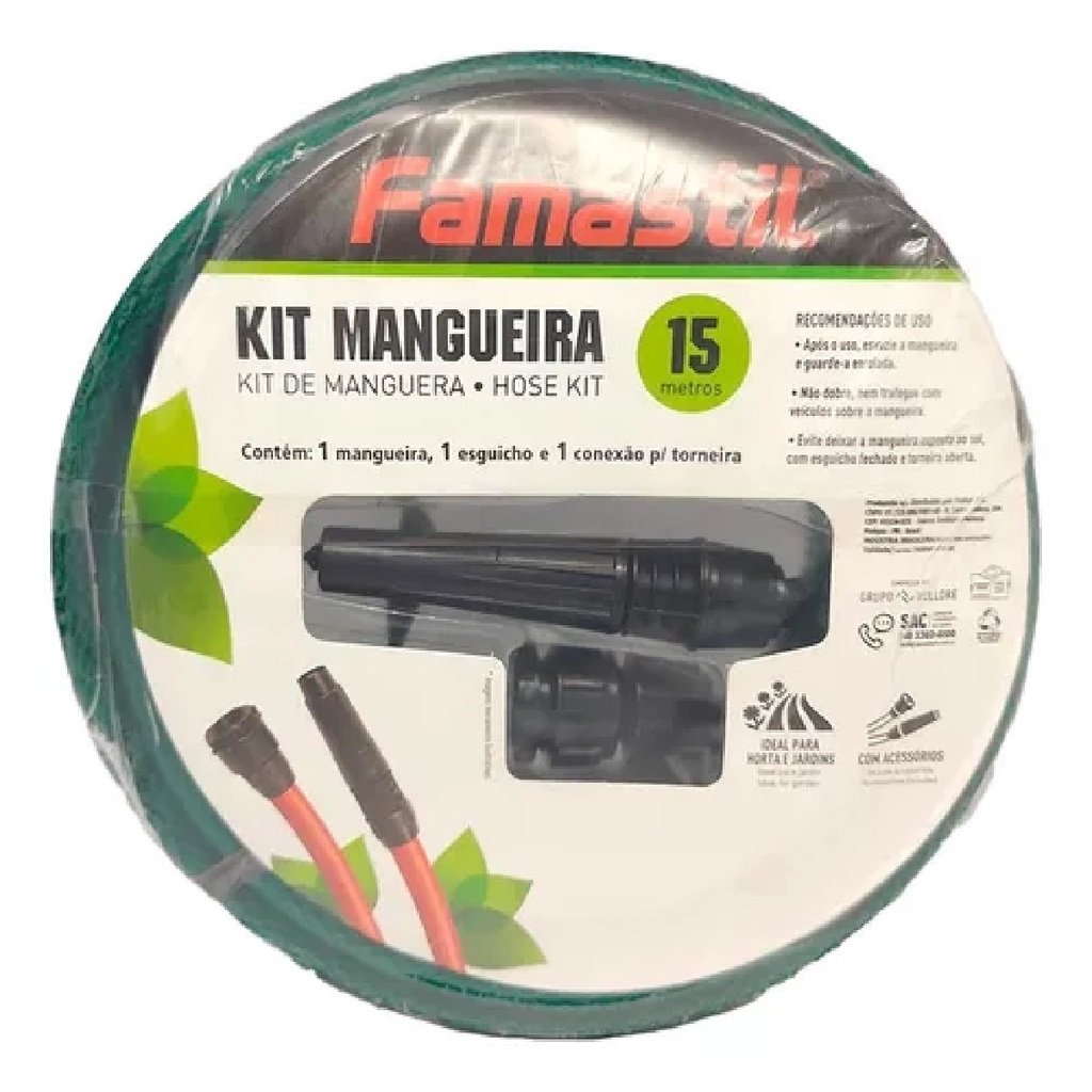 Mangueira para Jardim 10m Trançada Kit com Esguicho e Conector Famastil - 3