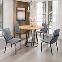 Ver imagem 1 de Conjunto Sala de Jantar Mesa Redonda 100cm Base Omega Tampo Mdf Malibu
