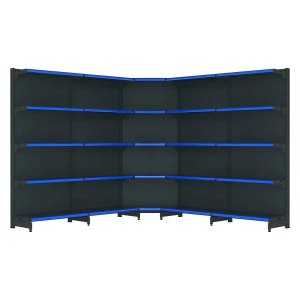 Kit 4 Gôndolas New Premium 1,70m Preta Parede 40/30 + Canto 40/30