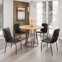Ver imagem 1 de Conjunto Sala de Jantar Mesa Redonda 100cm Base Omega Tampo Mdf Malibu