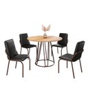 Ver imagem 2 de Conjunto Sala de Jantar Mesa Redonda 100cm Base Omega Tampo MDF Malibu Marrom/Preto