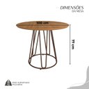 Ver imagem 3 de Conjunto Sala de Jantar Mesa Redonda 100cm Base Omega Tampo MDF Malibu Marrom/Preto