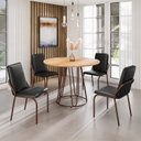 Ver imagem 1 de Conjunto Sala de Jantar Mesa Redonda 100cm Base Omega Tampo MDF Malibu Marrom/Preto