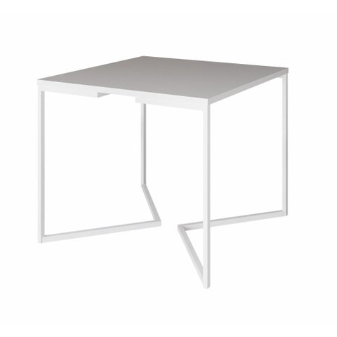 Mesa de Jantar Industrial Base De Ferro Branco em V Tampo 90x90 Branco