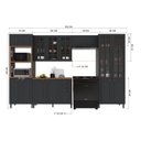 Ver imagem 3 de Cozinha Modulada 5 Peças Torre Quente Cristaleira Balcão com Tampo, 2 Aéreos 100% MDF com Vidro Bari