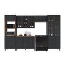 Ver imagem 2 de Cozinha Modulada 5 Peças Torre Quente Cristaleira Balcão com Tampo, 2 Aéreos 100% MDF com Vidro Bari