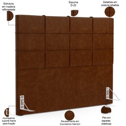 Cabeceira Cama Box Casal King 195 cm Roma W01 Couríssimo Marrom - Lyam Lyam Decor - 4