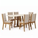 Ver imagem 2 de Conjunto Sala de Jantar Mesa Lisa 160cm Tampo MDF Canto Reto 6 Cadeiras Evelin