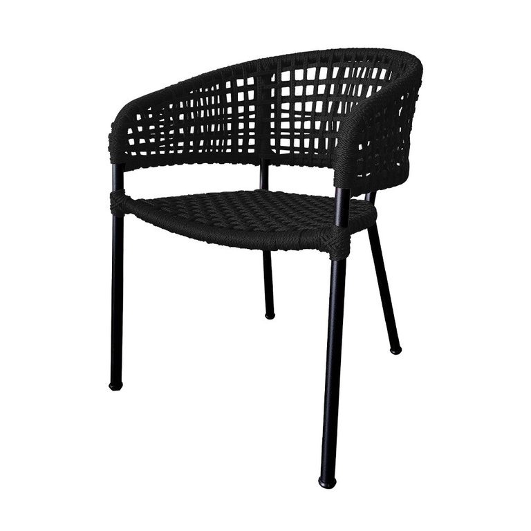 Cadeira Sol Corda Náutica Base em Alumínio Preto/preto Cadeira Sol Corda Náutica Base em Alumínio Preto/preto
