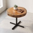 Ver imagem 1 de Mesa de Canto Lateral Sofá Madeira Maciça Borda Viva Bolacha