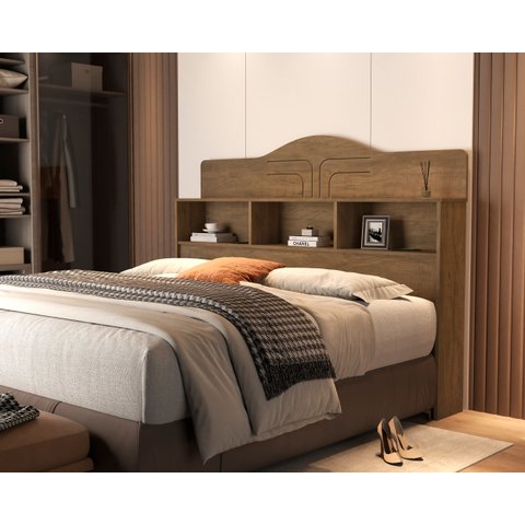 Cabeçeira Cama Box Casal Vivian 100% Mdf C/ Nicho P/ Colchão 138 Cm - Basoto:castanho