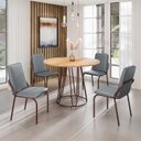 Ver imagem 1 de Conjunto Sala de Jantar Mesa Redonda 100cm Base Omega Tampo Mdf Malibu