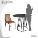 Ver imagem 5 de Conjunto Sala de Jantar Mesa Redonda 100cm Base Omega Tampo MDF Laca com Vidro Malibu Preto/Marrom