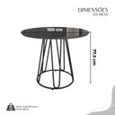 Ver imagem 3 de Conjunto Sala de Jantar Mesa Redonda 100cm Base Omega Tampo MDF Laca com Vidro Malibu Preto/Marrom