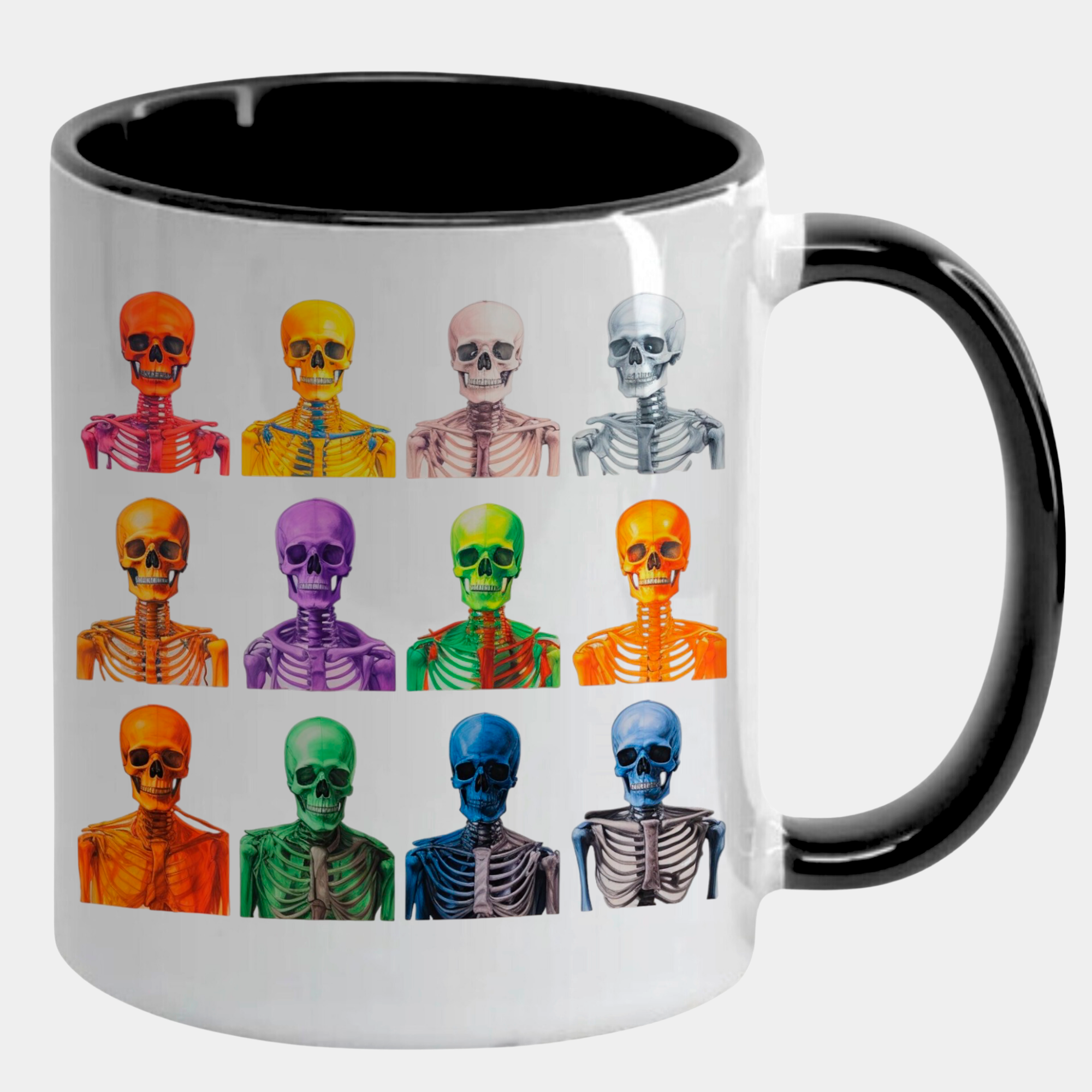 Caneca Branca com Interna Preta Y5 Caveira Cores - 1