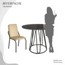Ver imagem 5 de Conjunto Sala de Jantar Mesa Redonda 100cm Base Omega Tampo MDF Laca com Vidro Malibu Preto/Creme