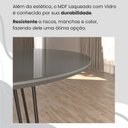 Ver mais imagens de Conjunto Sala de Jantar Mesa Redonda 100cm Base Omega Tampo MDF Laca com Vidro Malibu Preto/Creme