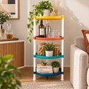 Ver imagem 6 de Estante Modular 4 Prateleiras Organizadora Multiuso Aparador Sala Fruteira Rack Cozinha Quarto Banhe